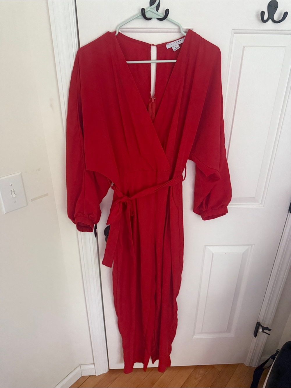 FAVLUX Crimson Wrap Jumpsuit with Tie Waist